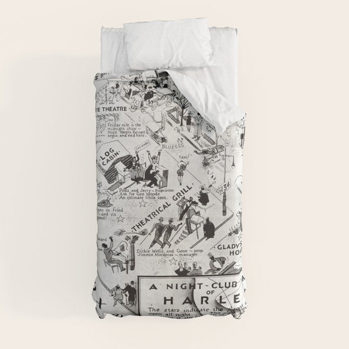 1932 Night-Club Map of Harlem, NY Centerfold from Manhattan Weekly by Elmer Simms Campbell Duvet Cover