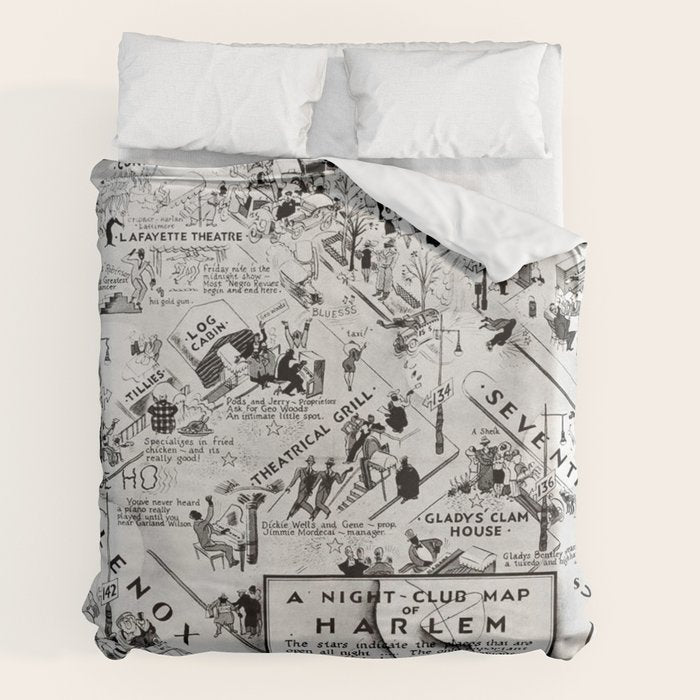 1932 Night-Club Map of Harlem, NY Centerfold from Manhattan Weekly by Elmer Simms Campbell Duvet Cover