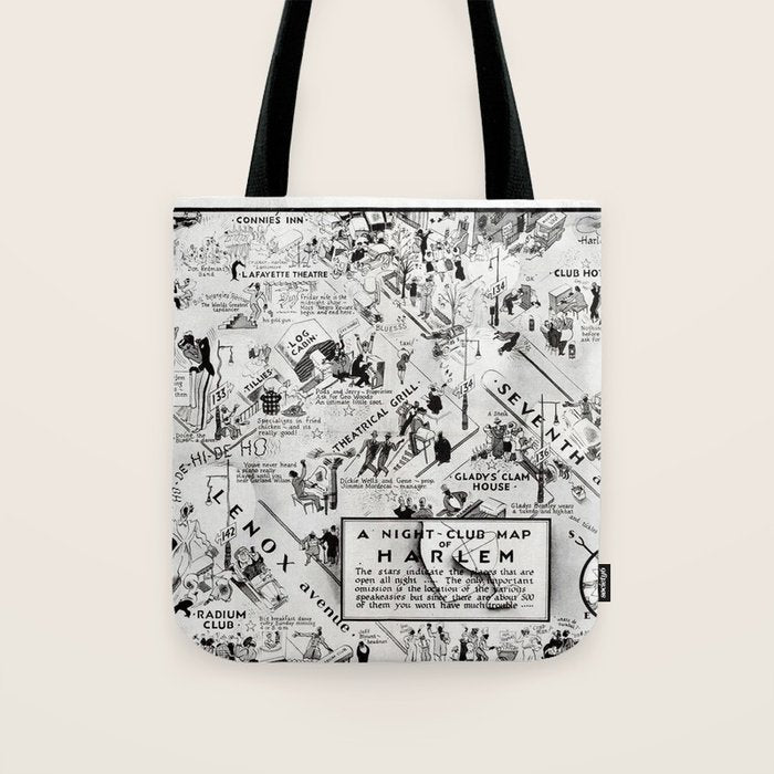 1932 Night-Club Map of Harlem, NY Centerfold from Manhattan Weekly by Elmer Simms Campbell Tote Bag