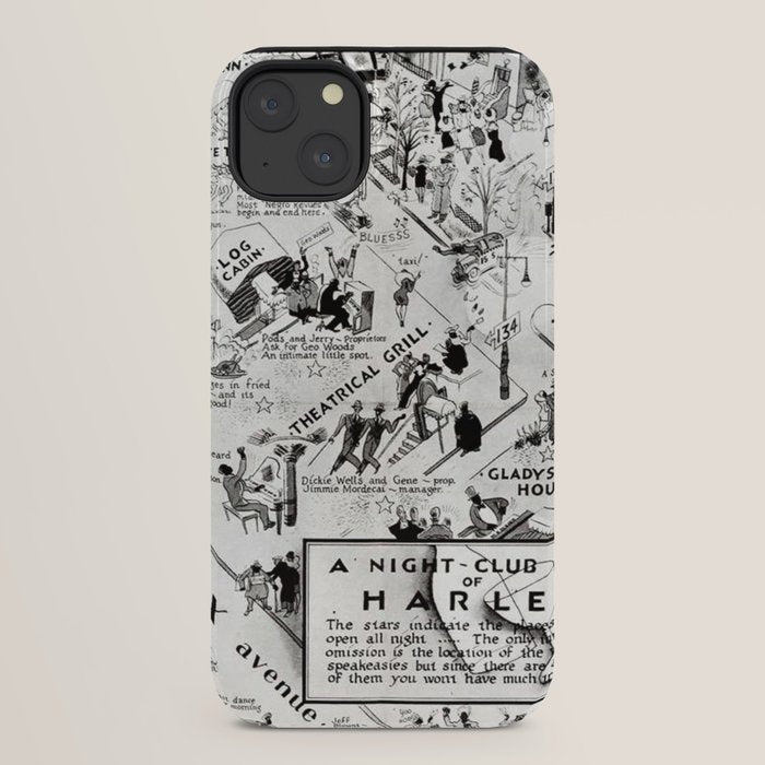 1932 Night-Club Map of Harlem, NY Centerfold from Manhattan Weekly by Elmer Simms Campbell iPhone Case