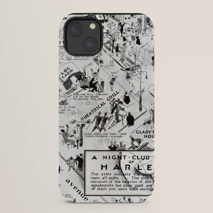 1932 Night-Club Map of Harlem, NY Centerfold from Manhattan Weekly by Elmer Simms Campbell iPhone Case
