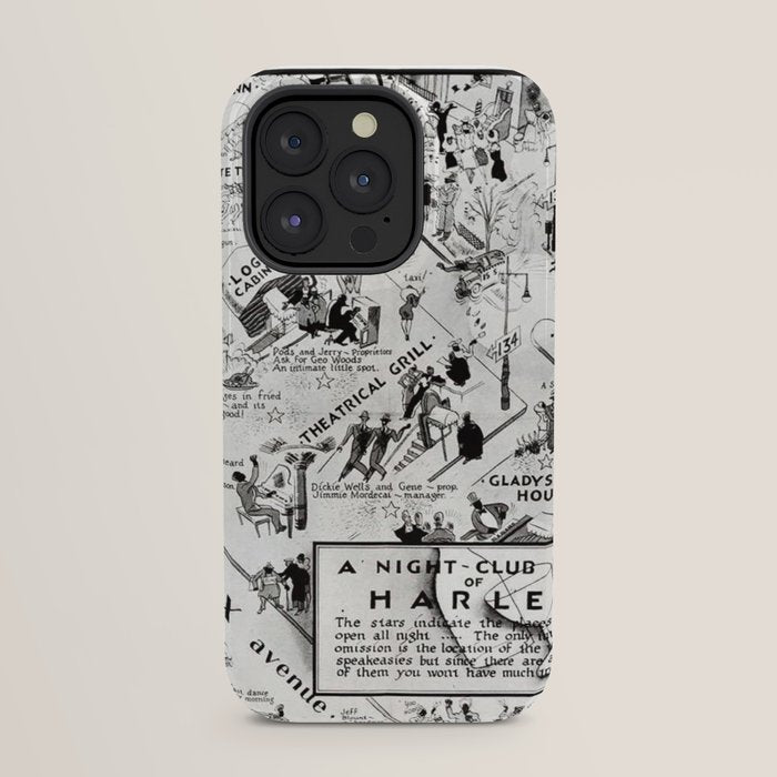 1932 Night-Club Map of Harlem, NY Centerfold from Manhattan Weekly by Elmer Simms Campbell iPhone Case