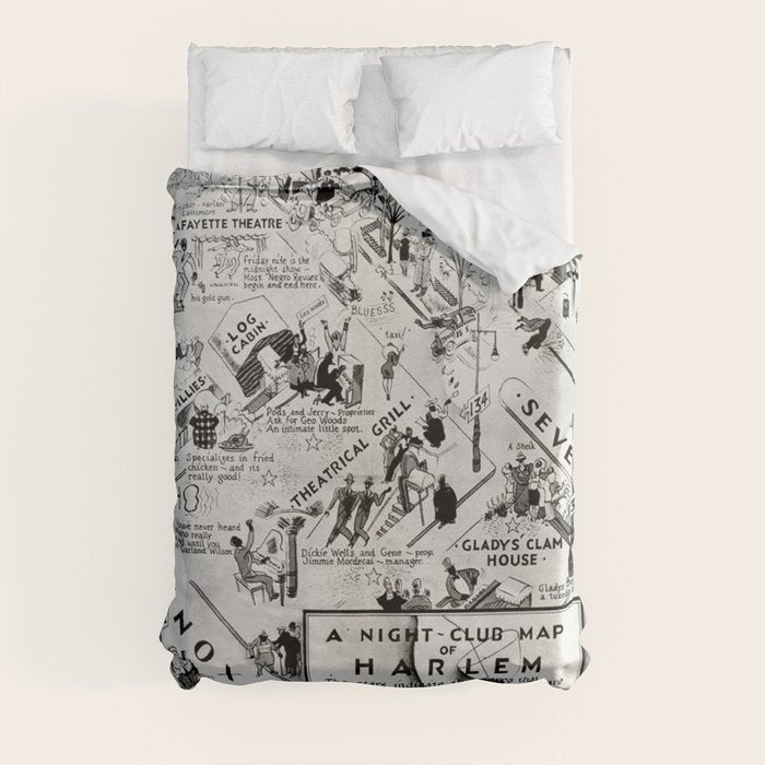1932 Night-Club Map of Harlem, NY Centerfold from Manhattan Weekly by Elmer Simms Campbell Duvet Cover