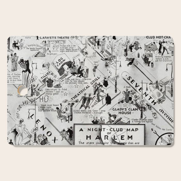1932 Night-Club Map of Harlem, NY Centerfold from Manhattan Weekly by Elmer Simms Campbell Cutting Board