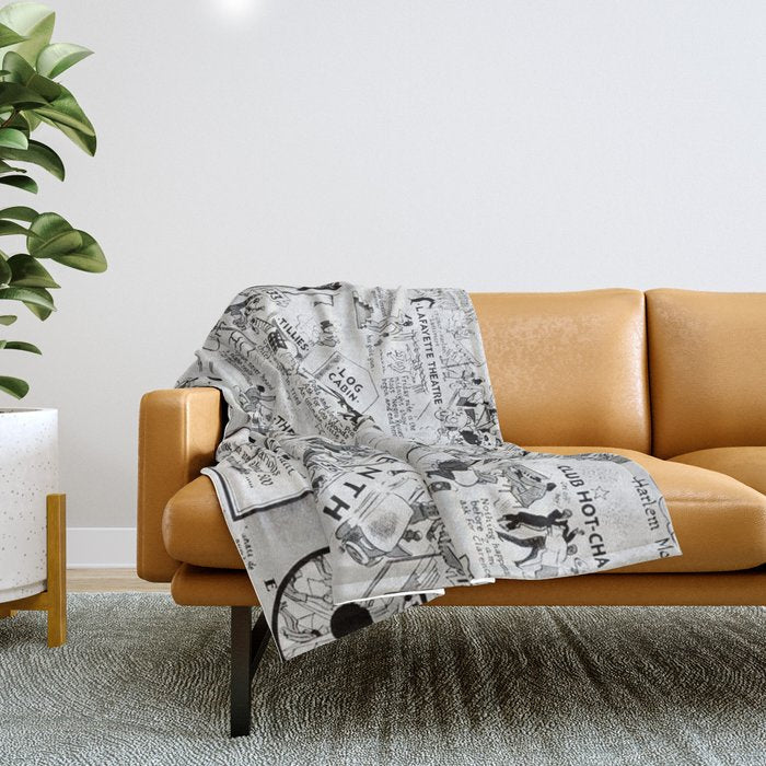 1932 Night-Club Map of Harlem, NY Centerfold from Manhattan Weekly by Elmer Simms Campbell Throw Blanket
