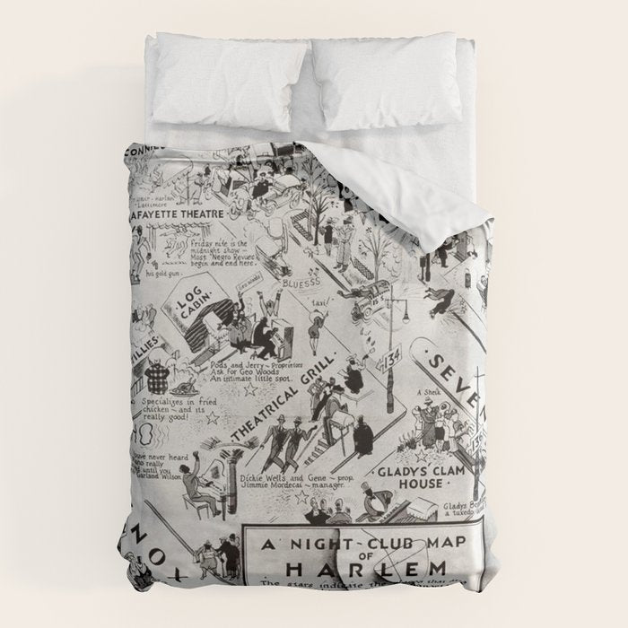 1932 Night-Club Map of Harlem, NY Centerfold from Manhattan Weekly by Elmer Simms Campbell Duvet Cover