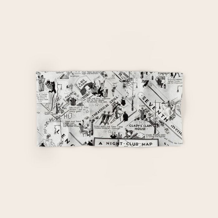 1932 Night-Club Map of Harlem, NY Centerfold from Manhattan Weekly by Elmer Simms Campbell Bath Towel