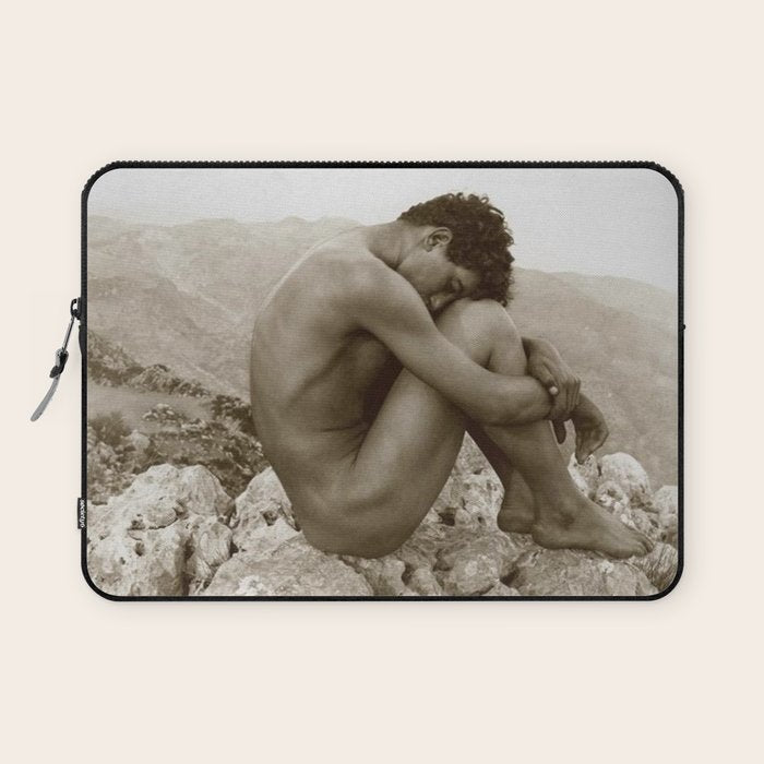 Caino' Male Nude black and white photograph / black and white photography by Wilhem von Gloeden Laptop Sleeve