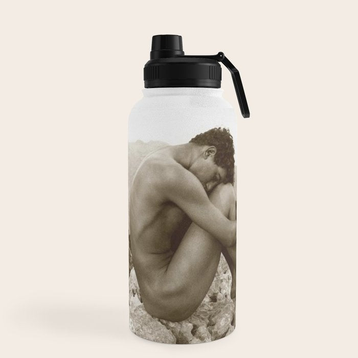 Caino' Male Nude black and white photograph / black and white photography by Wilhem von Gloeden Water Bottle