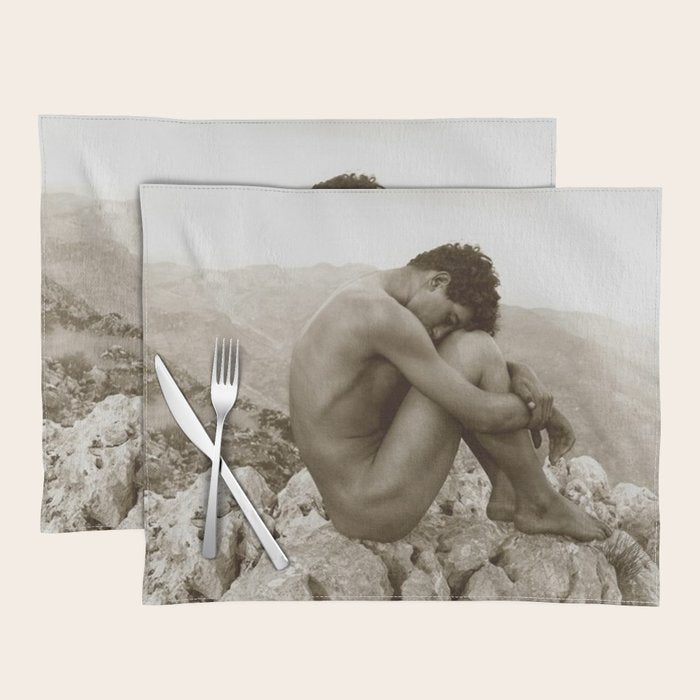 Caino' Male Nude black and white photograph / black and white photography by Wilhem von Gloeden Placemat