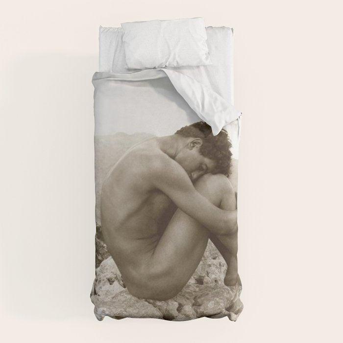 Caino' Male Nude black and white photograph / black and white photography by Wilhem von Gloeden Duvet Cover