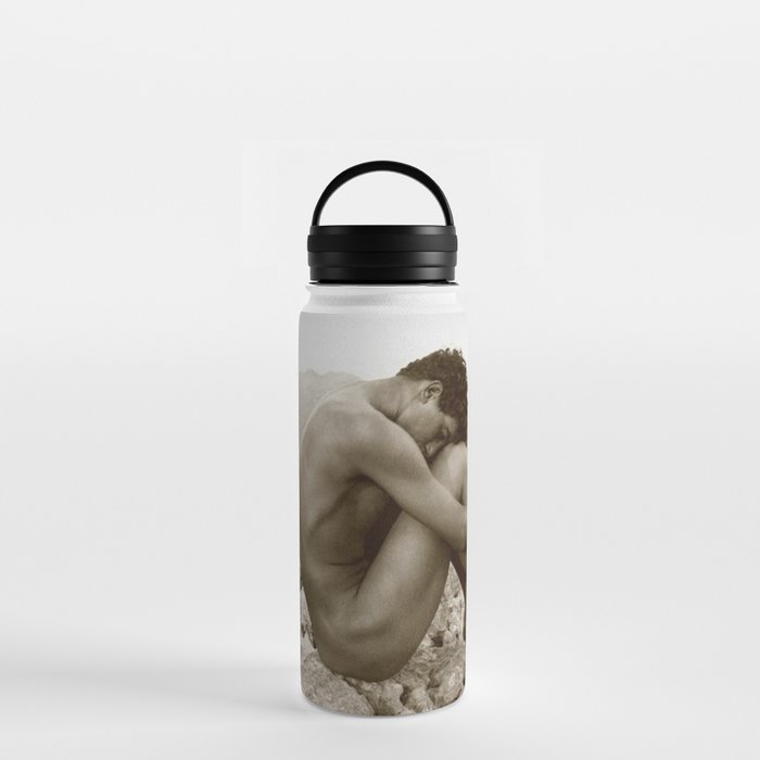 Caino' Male Nude black and white photograph / black and white photography by Wilhem von Gloeden Water Bottle