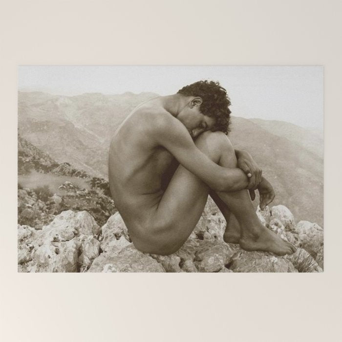 Caino' Male Nude black and white photograph / black and white photography by Wilhem von Gloeden Welcome Mat