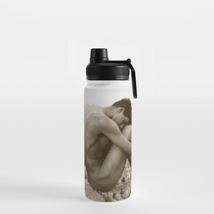 Caino' Male Nude black and white photograph / black and white photography by Wilhem von Gloeden Water Bottle