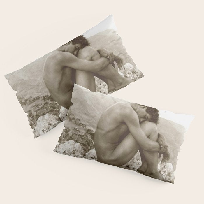 Caino' Male Nude black and white photograph / black and white photography by Wilhem von Gloeden Pillow Sham