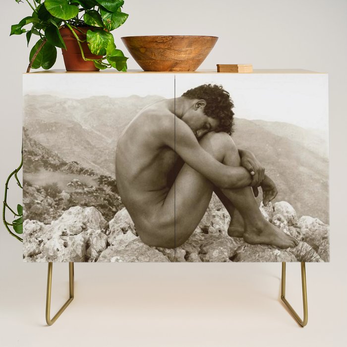 Caino' Male Nude black and white photograph / black and white photography by Wilhem von Gloeden Credenza