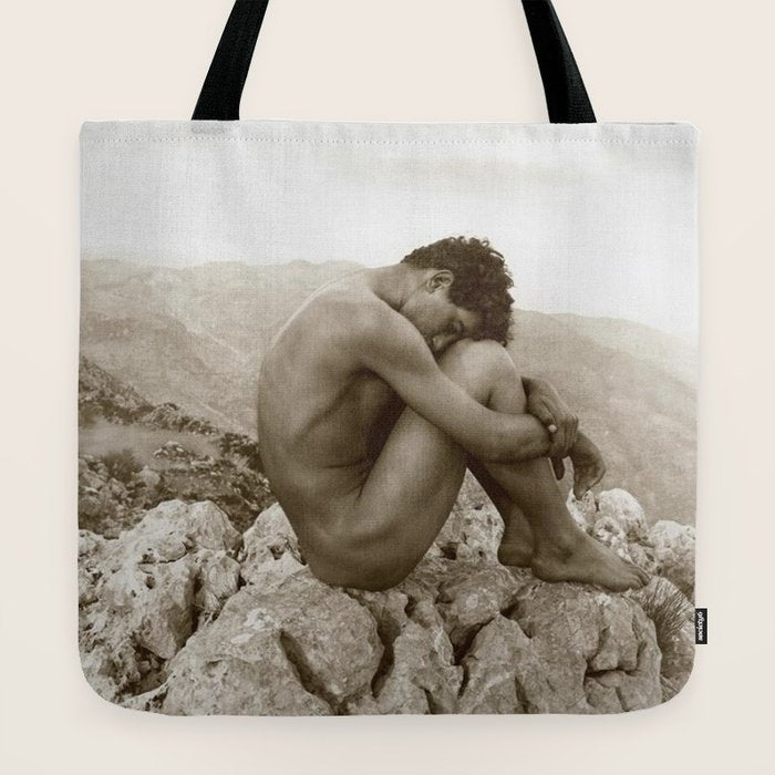 Caino' Male Nude black and white photograph / black and white photography by Wilhem von Gloeden Tote Bag