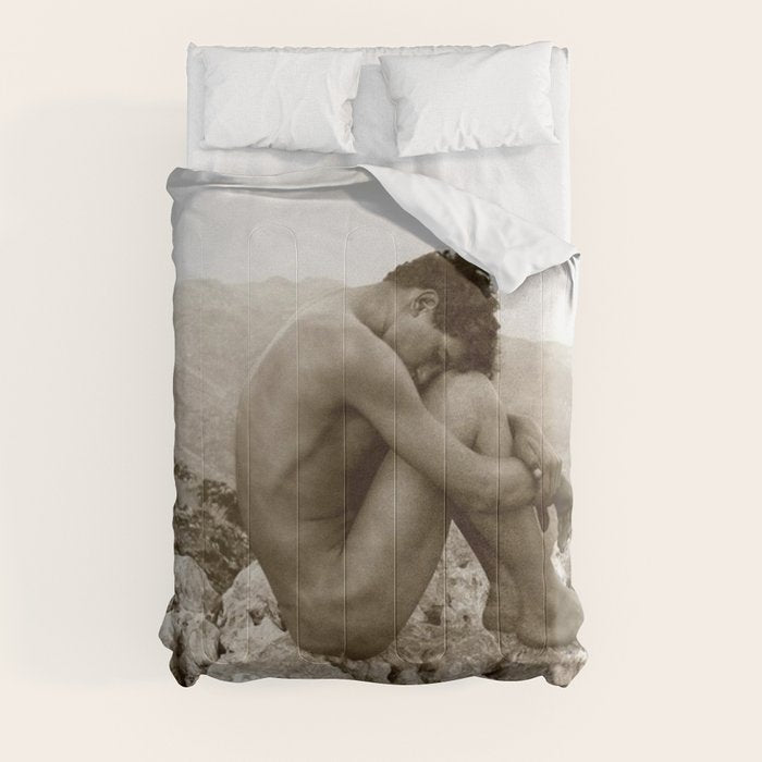 Caino' Male Nude black and white photograph / black and white photography by Wilhem von Gloeden Comforter