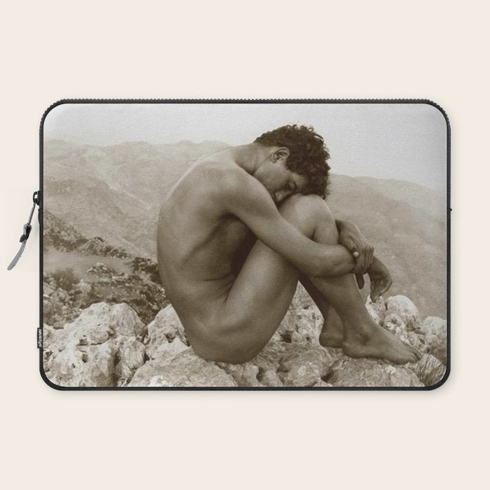 Caino' Male Nude black and white photograph / black and white photography by Wilhem von Gloeden Laptop Sleeve