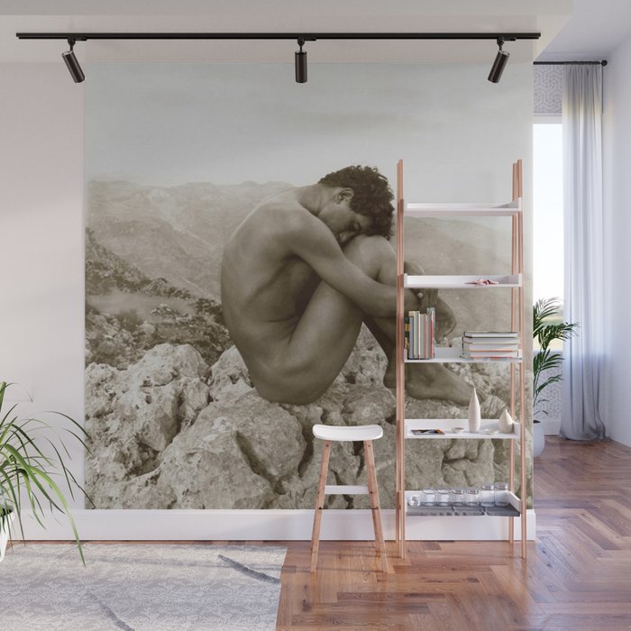 Caino' Male Nude black and white photograph / black and white photography by Wilhem von Gloeden Wall Mural