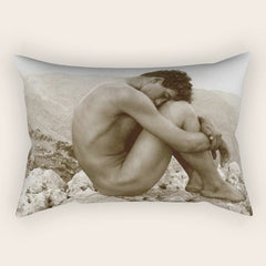 Caino' Male Nude black and white photograph / black and white photography by Wilhem von Gloeden Rectangular Pillow