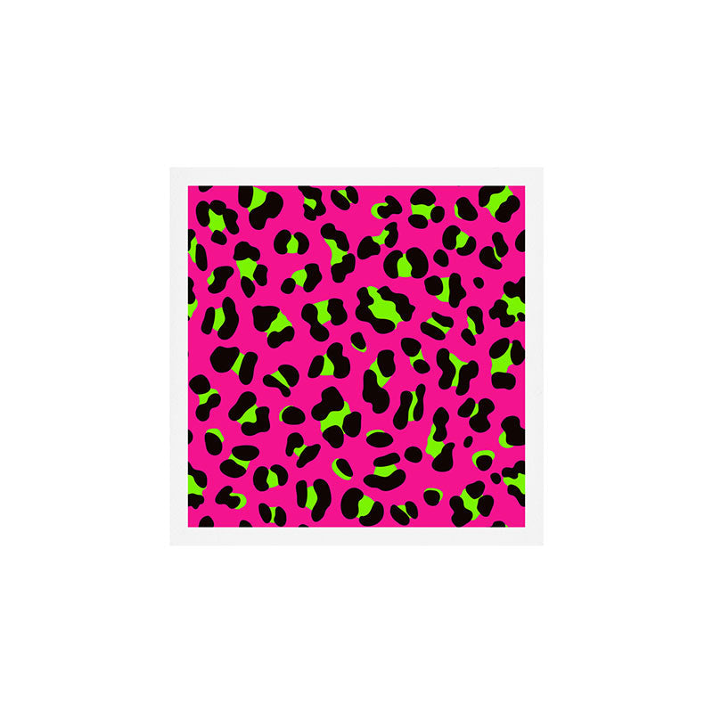 80s Neon Pink and Lime Green Leopard Art Print
