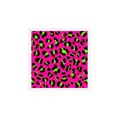 80s Neon Pink and Lime Green Leopard Art Print