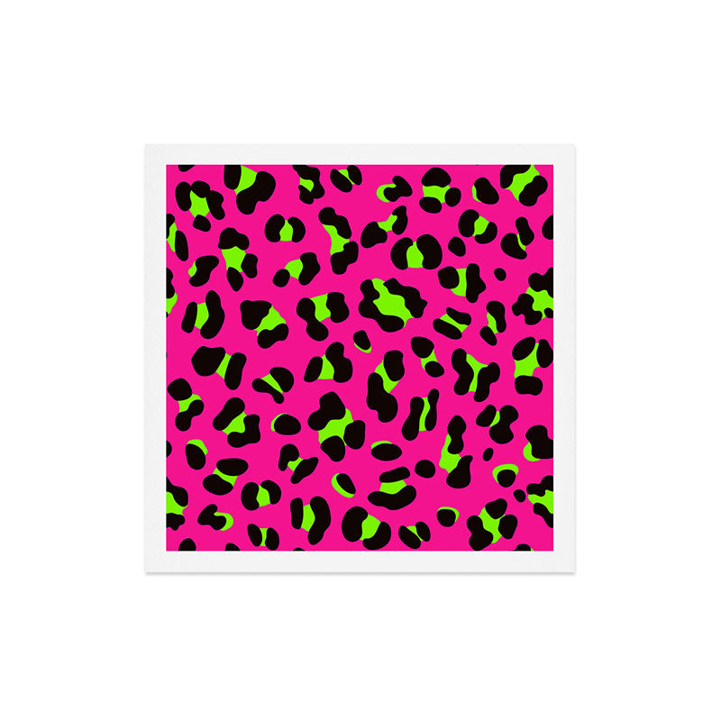 80s Neon Pink and Lime Green Leopard Art Print