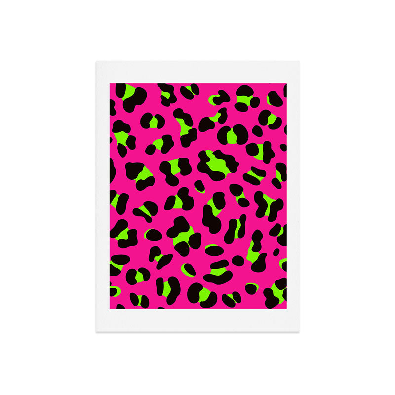 80s Neon Pink and Lime Green Leopard Art Print