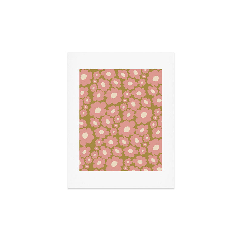 70������s Retro Floral  Art Print