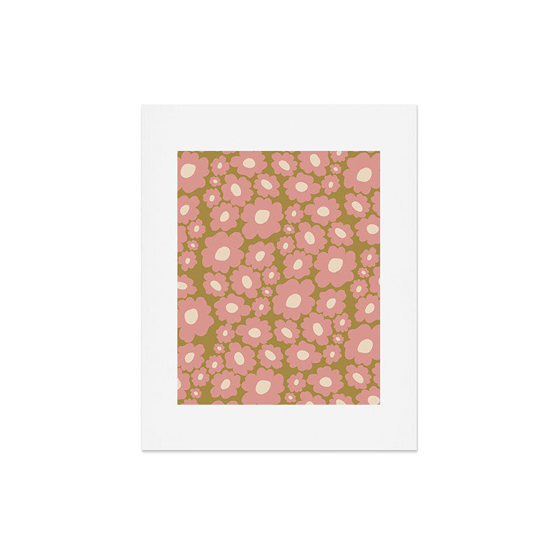 70������s Retro Floral  Art Print