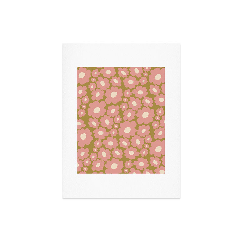 70������s Retro Floral  Art Print