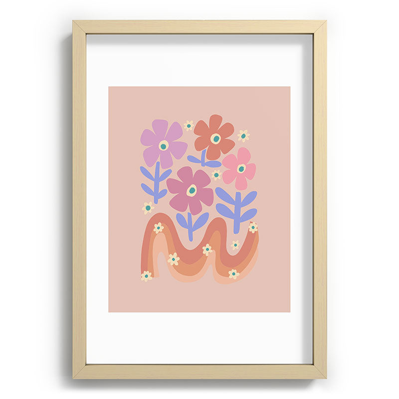 70s Retro Floral vibe Framed Art Print