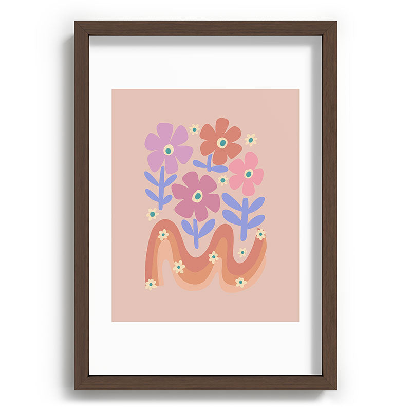 70s Retro Floral vibe Framed Art Print