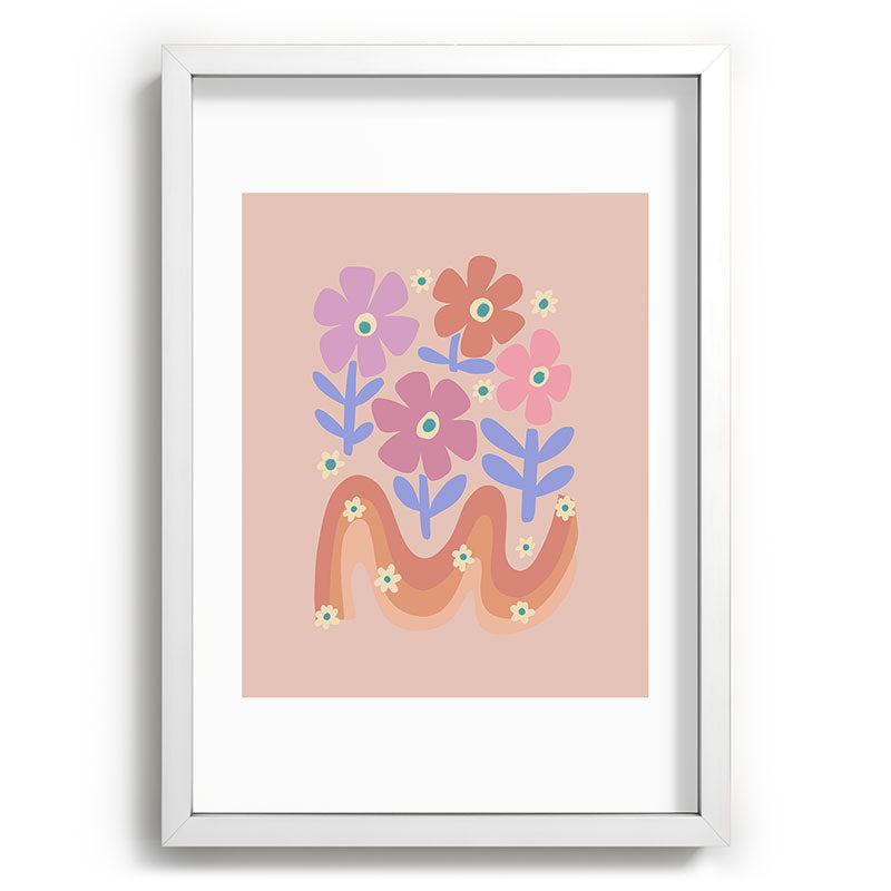 70s Retro Floral vibe Framed Art Print