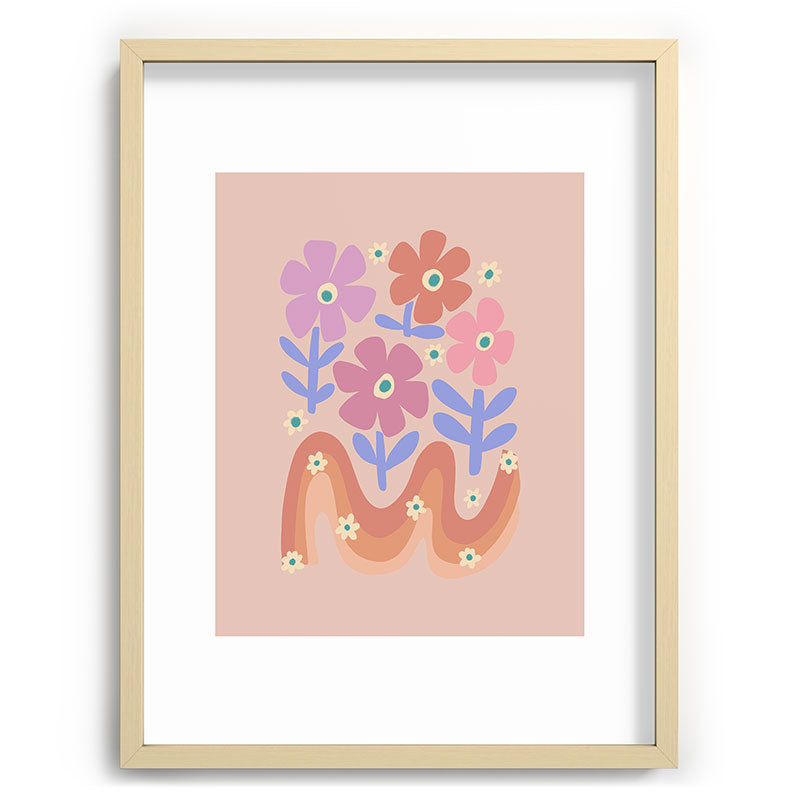 70s Retro Floral vibe Framed Art Print
