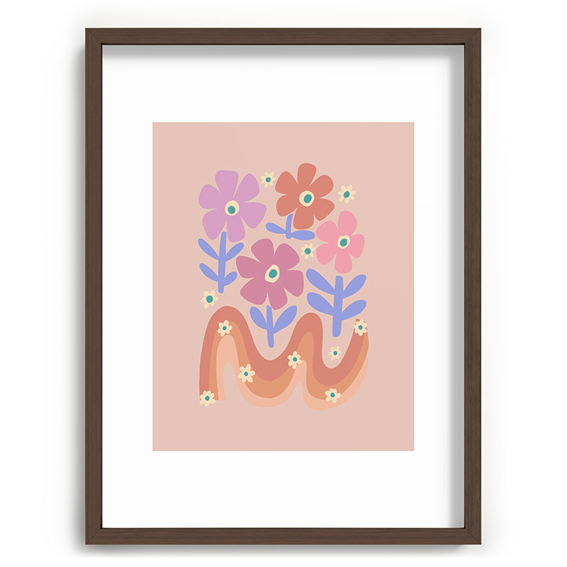 70s Retro Floral vibe Framed Art Print