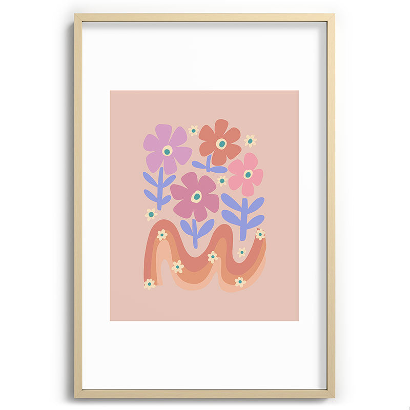 70s Retro Floral vibe Framed Art Print