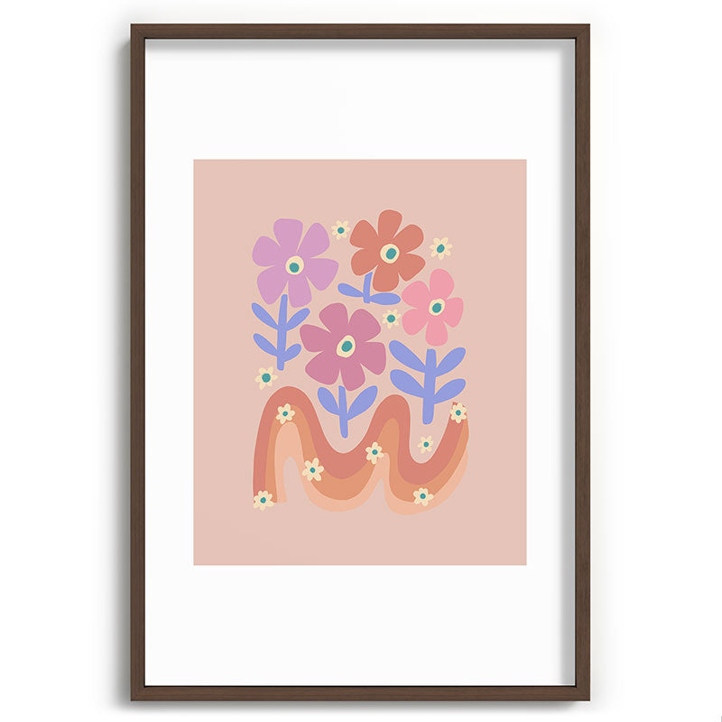 70s Retro Floral vibe Framed Art Print