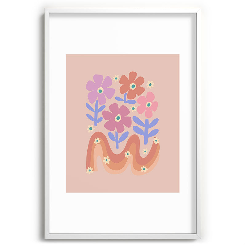 70s Retro Floral vibe Framed Art Print