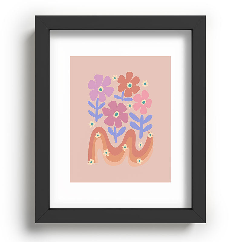 70s Retro Floral vibe Framed Art Print