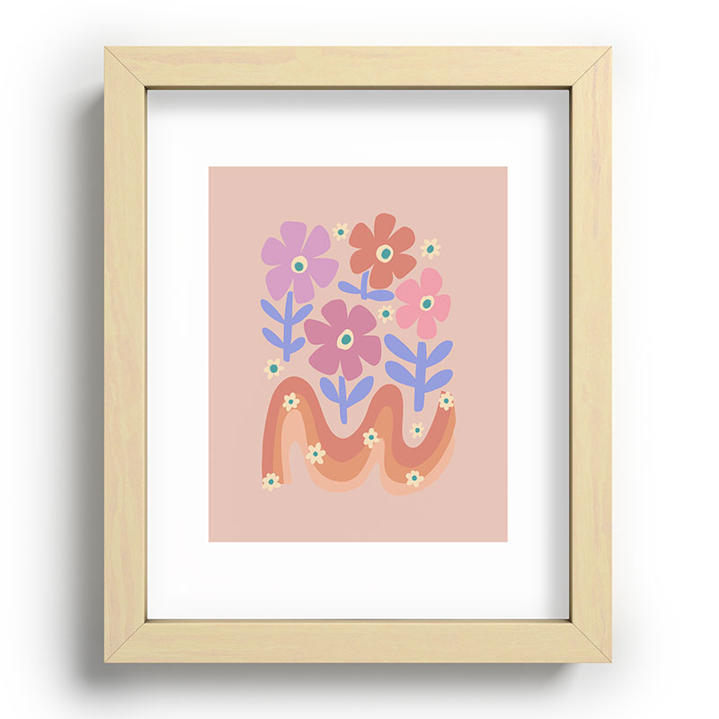 70s Retro Floral vibe Framed Art Print