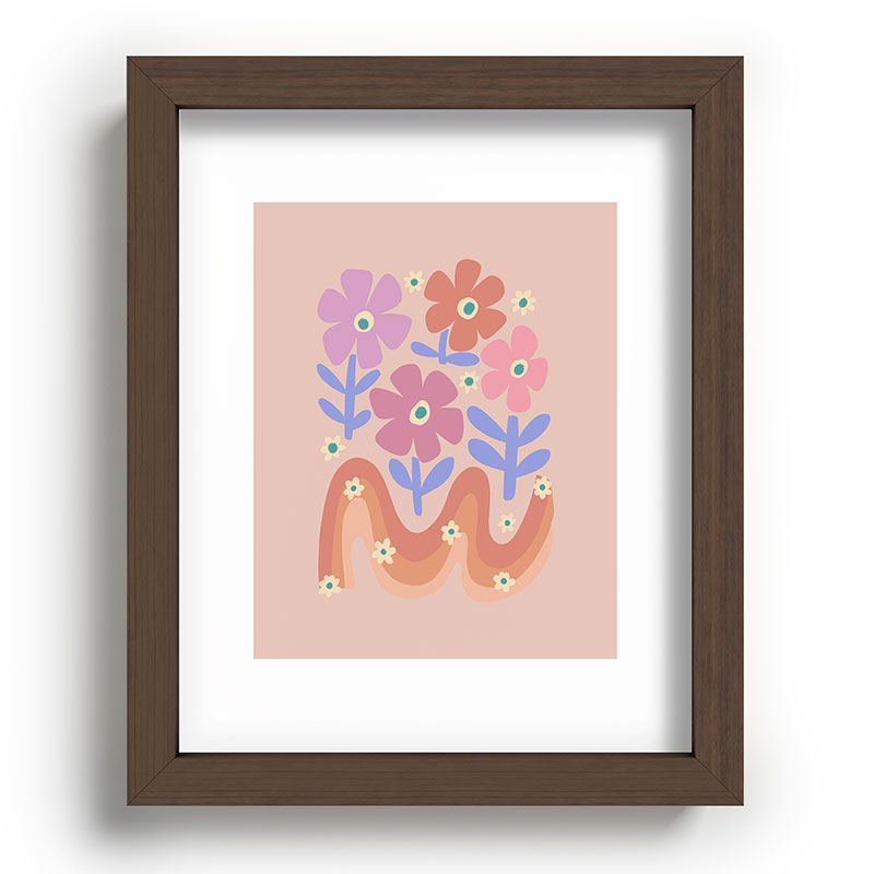 70s Retro Floral vibe Framed Art Print