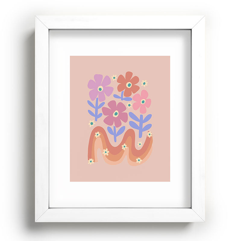 70s Retro Floral vibe Framed Art Print