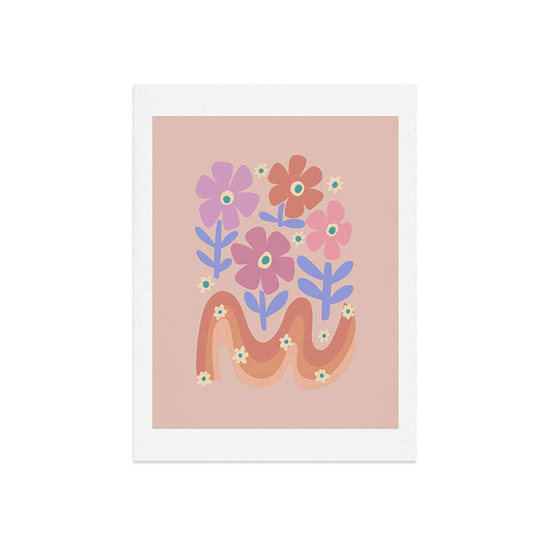 70s Retro Floral vibe Art Print