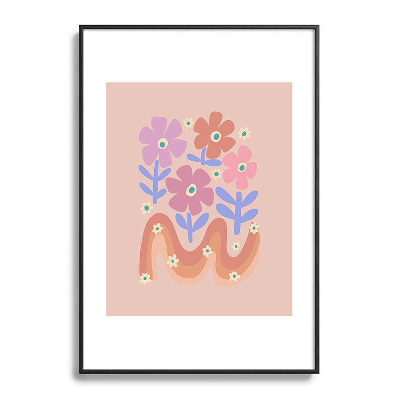 70s Retro Floral vibe Framed Art Print