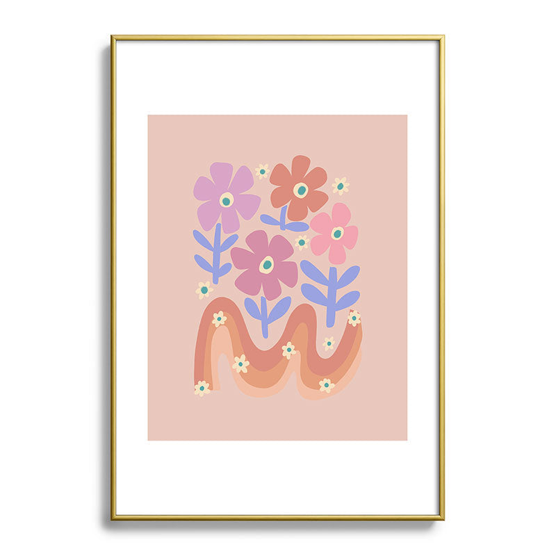 70s Retro Floral vibe Framed Art Print