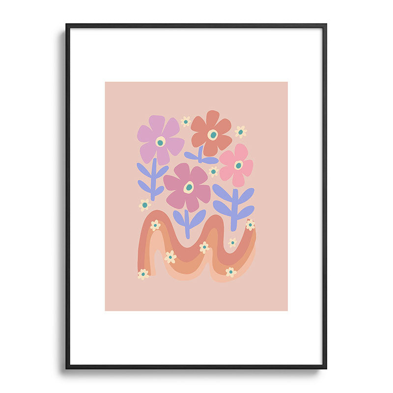 70s Retro Floral vibe Framed Art Print