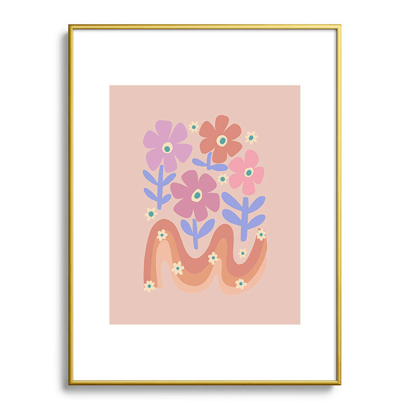 70s Retro Floral vibe Framed Art Print