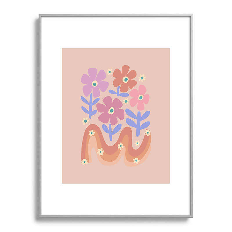 70s Retro Floral vibe Framed Art Print